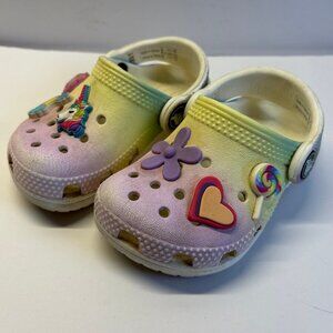 Crocs (size‎ 5C) rainbow with charms
